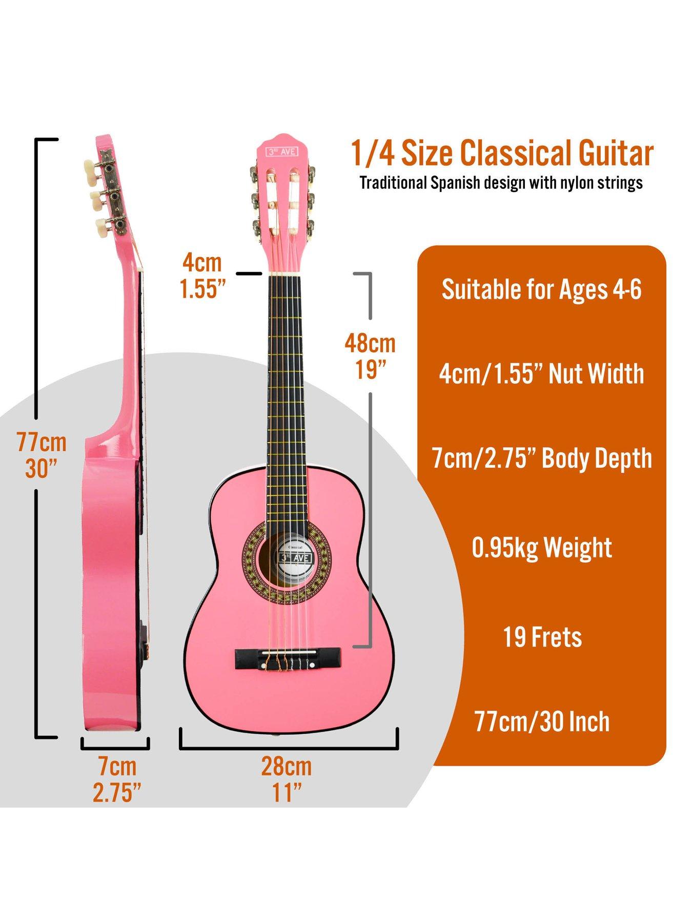 Image 2 of 6 of 3rd Avenue 1/2 Size Kids Classical Guitar Beginner Bundle - 6 Months FREE Lessons - Pink
