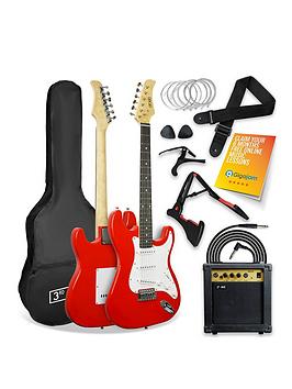 Rocket Full Size Electric Guitar Pack In Red With Free Online Music Lessons