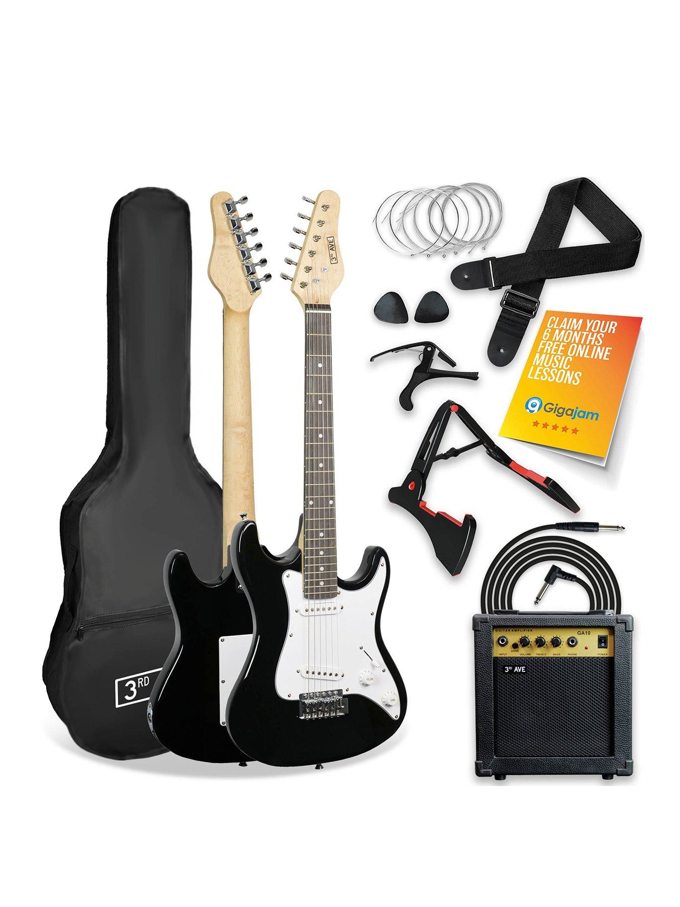 Rocket 3/4 Size Electric Guitar Ultimate Kit With 10W Amp - 6 Months Free Lessons - Black