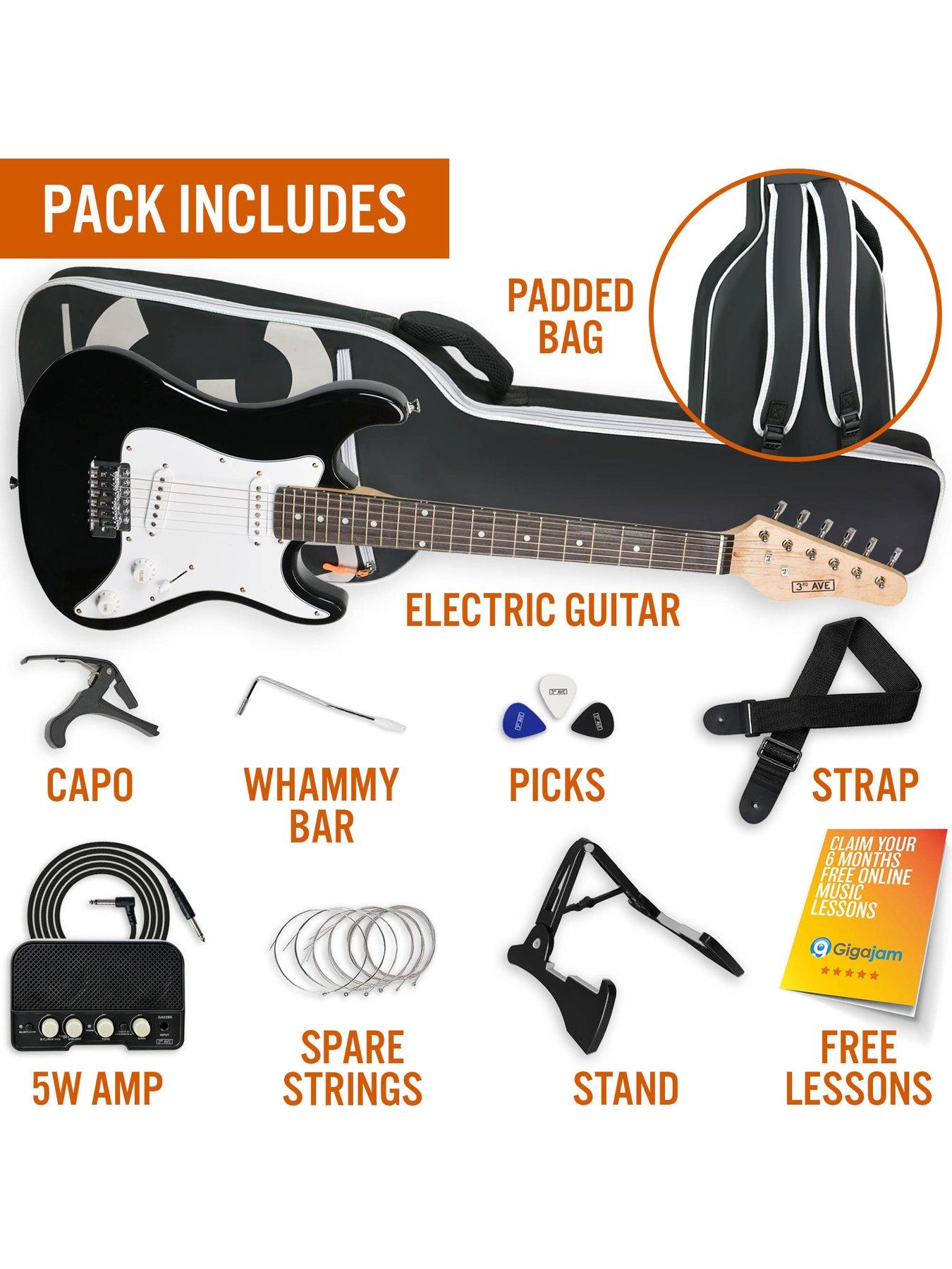 Image 4 of 6 of 3rd Avenue 3/4 Size Electric Guitar Ultimate Kit with Amp - 6 Months FREE Lessons - Black