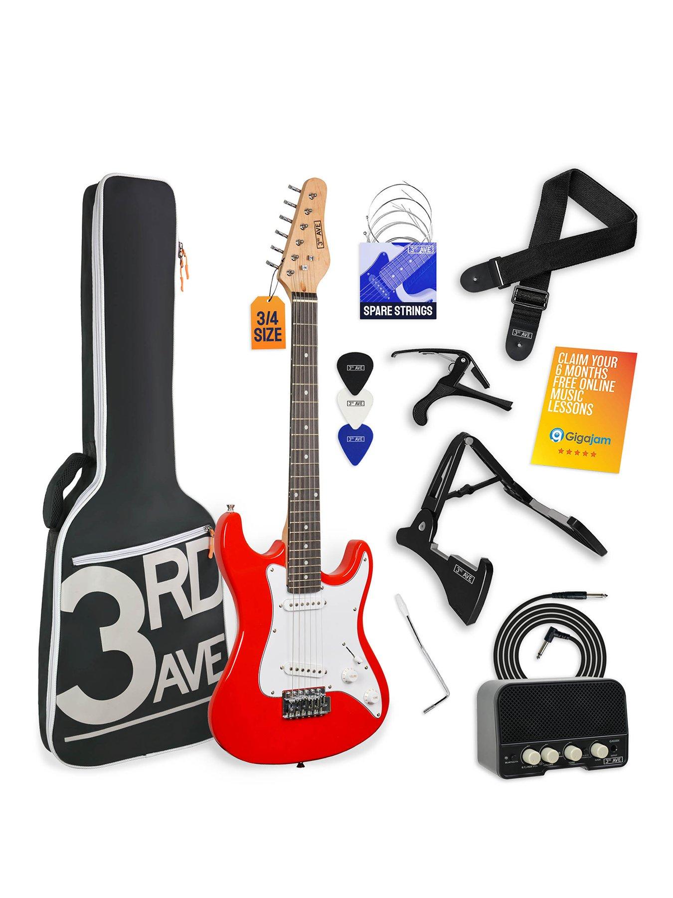 Rocket 3rd Avenue 3/4 Size Electric Guitar Ultimate Kit with Amp - 6 Months FREE Lessons - Red