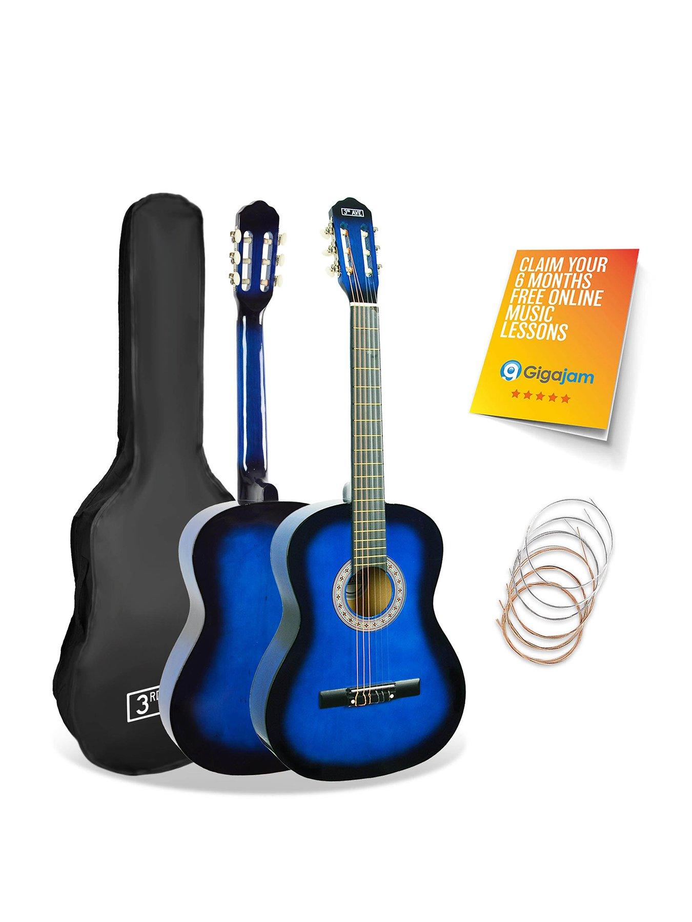 Image 1 of 6 of 3rd Avenue Full Size 4/4 Classical Guitar Beginner Bundle - 6 Months FREE Lessons - Blueburst
