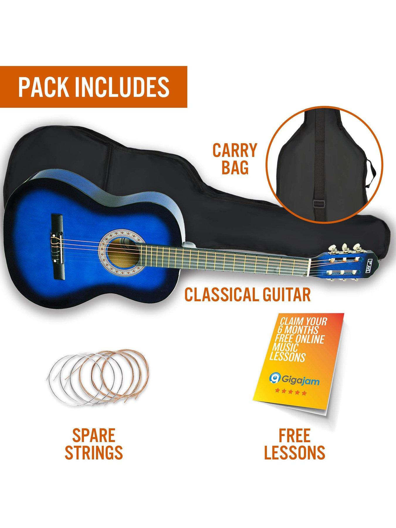 Image 3 of 6 of 3rd Avenue Full Size 4/4 Classical Guitar Beginner Bundle - 6 Months FREE Lessons - Blueburst