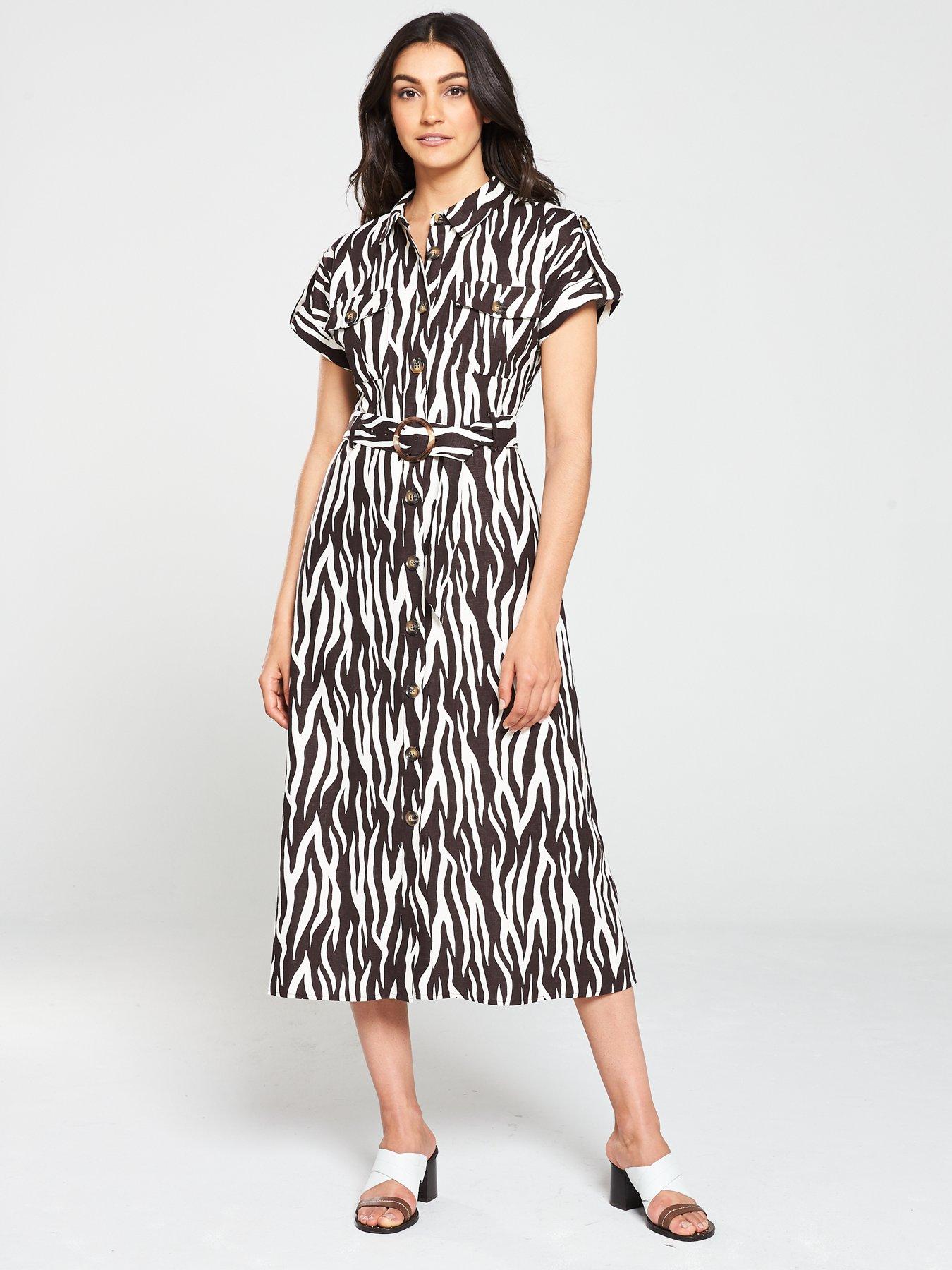 warehouse zebra shirt dress