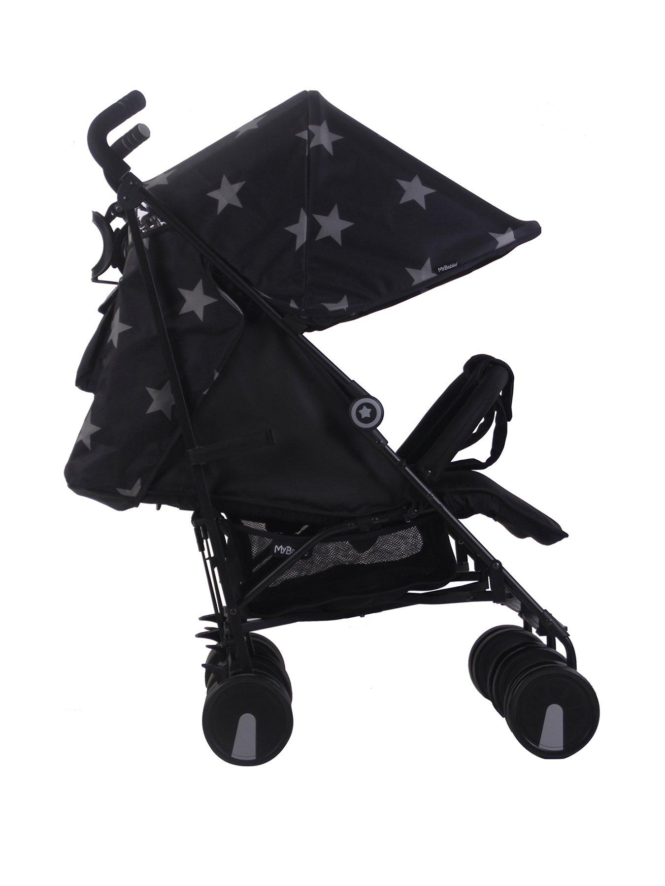 my babiie mb22 black stars twin stroller