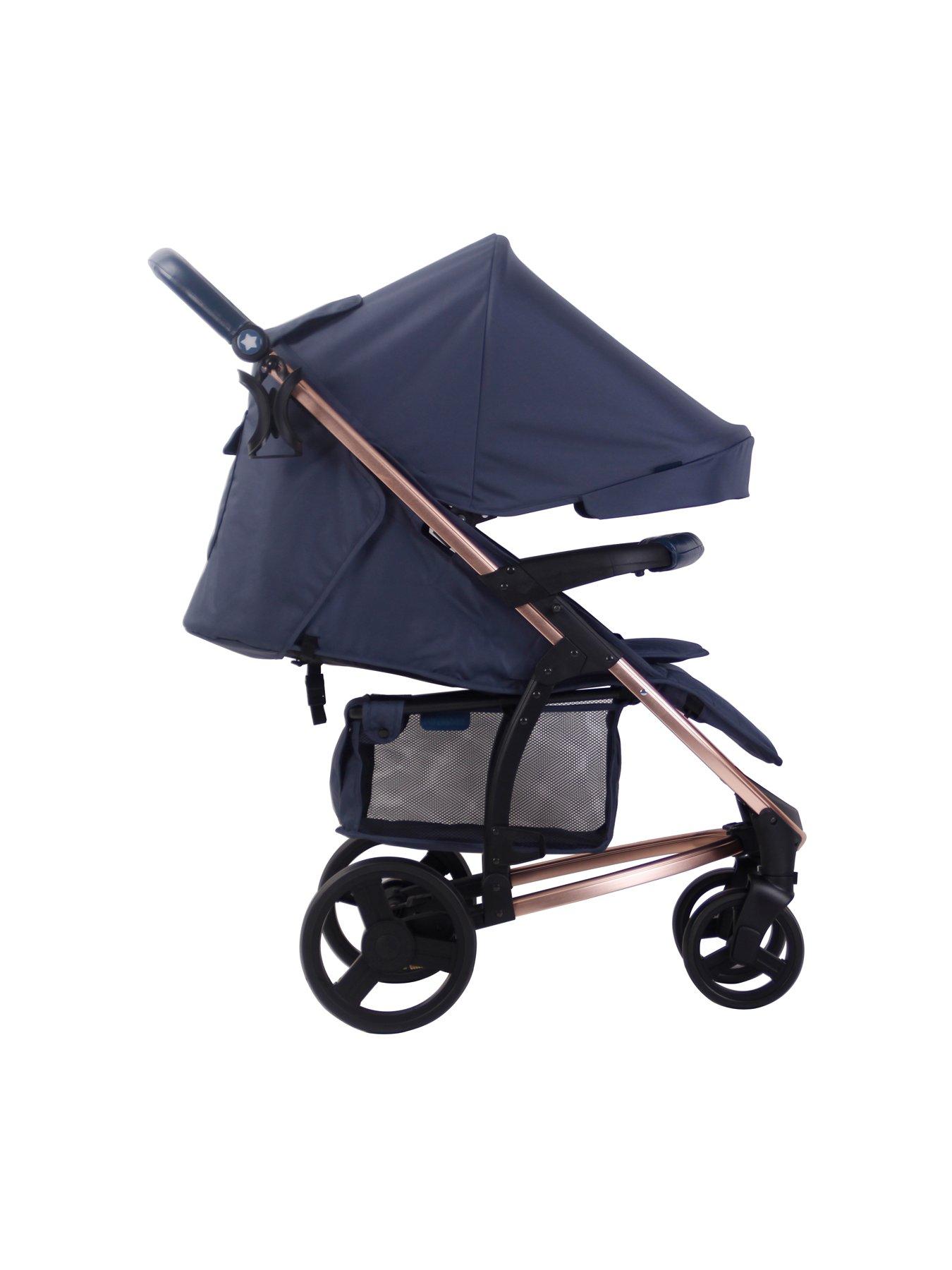 my babiie rose gold and navy travel system