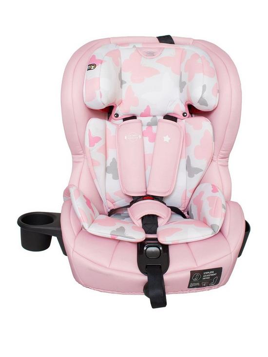 front image of my-babiie-group-123-car-seat-pink-butterflies