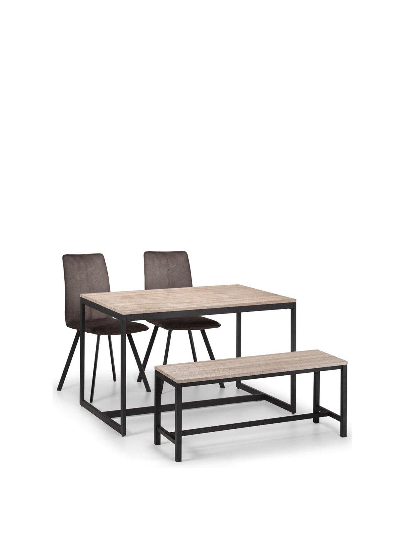 Product photograph of Julian Bowen Tribeca 120 Cm Dining Table 2 Monroe Chairs Bench from very.co.uk