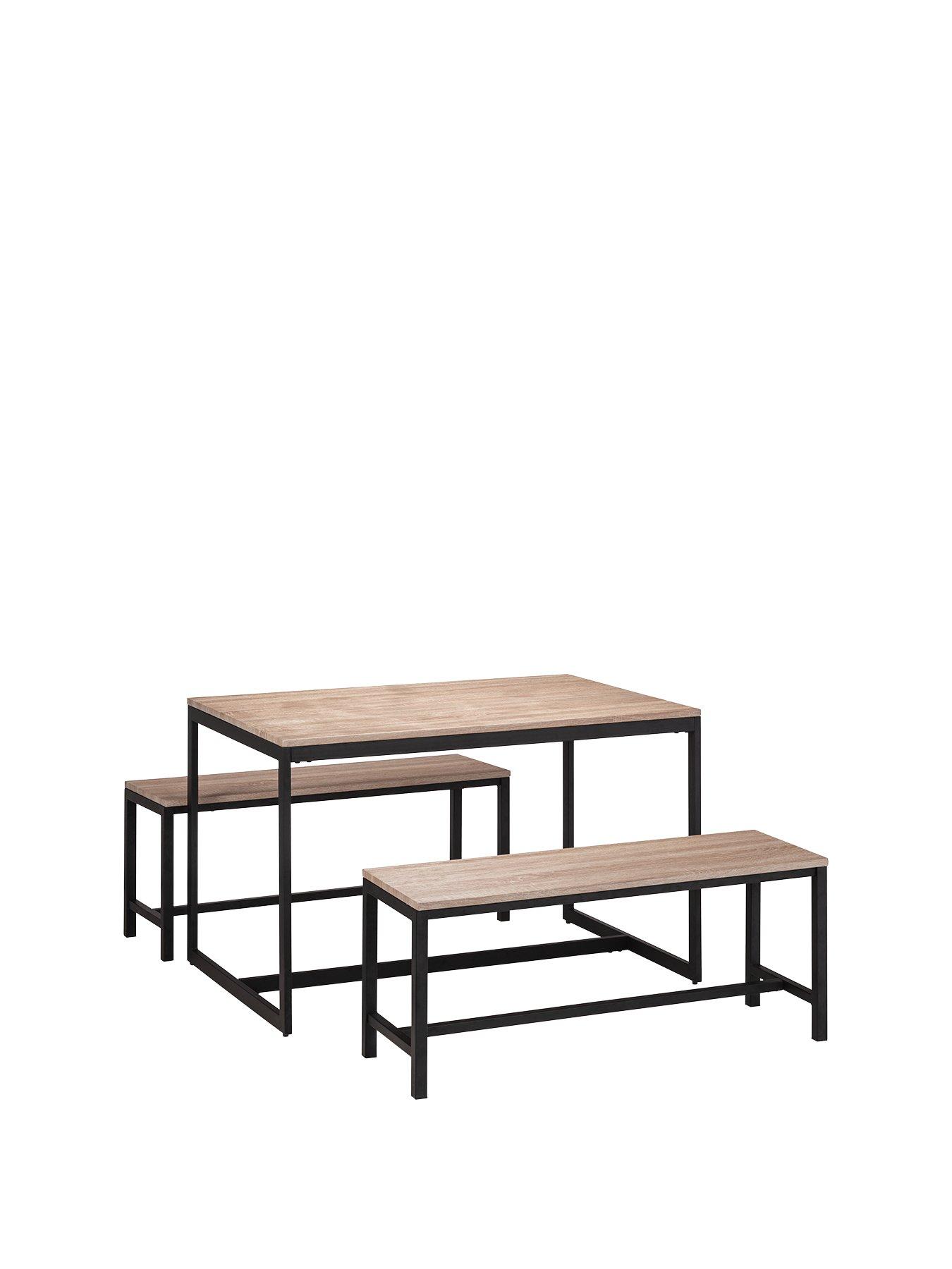 Product photograph of Julian Bowen Tribeca 120 Cm Dining Table 2 Benches from very.co.uk