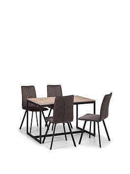 Product photograph of Julian Bowen Tribeca 120 Cm Dining Table 4 Monroe Chairs - Walnut from very.co.uk