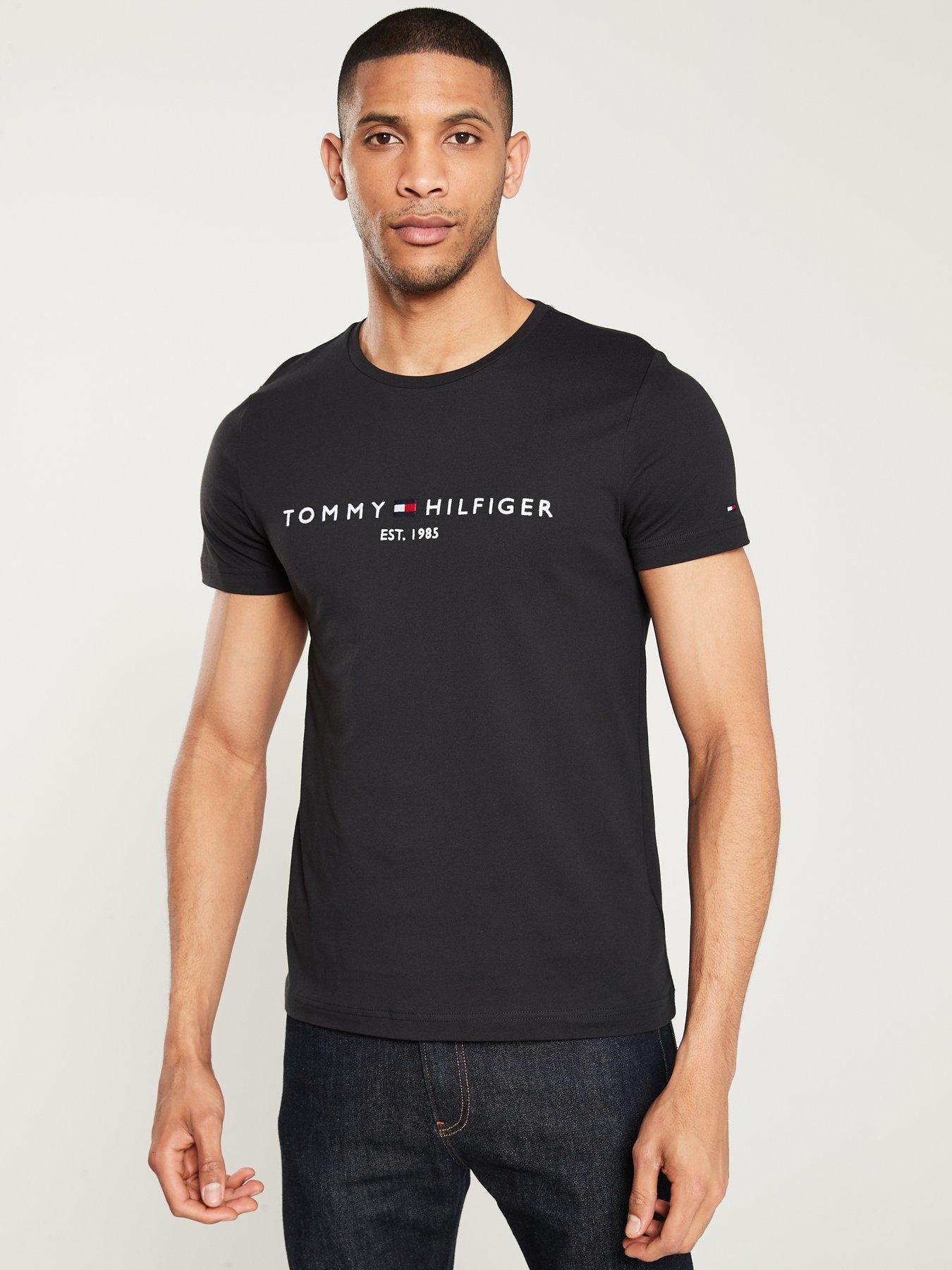 Tommy Hilfiger Linear Chest Logo T-Shirt - Black