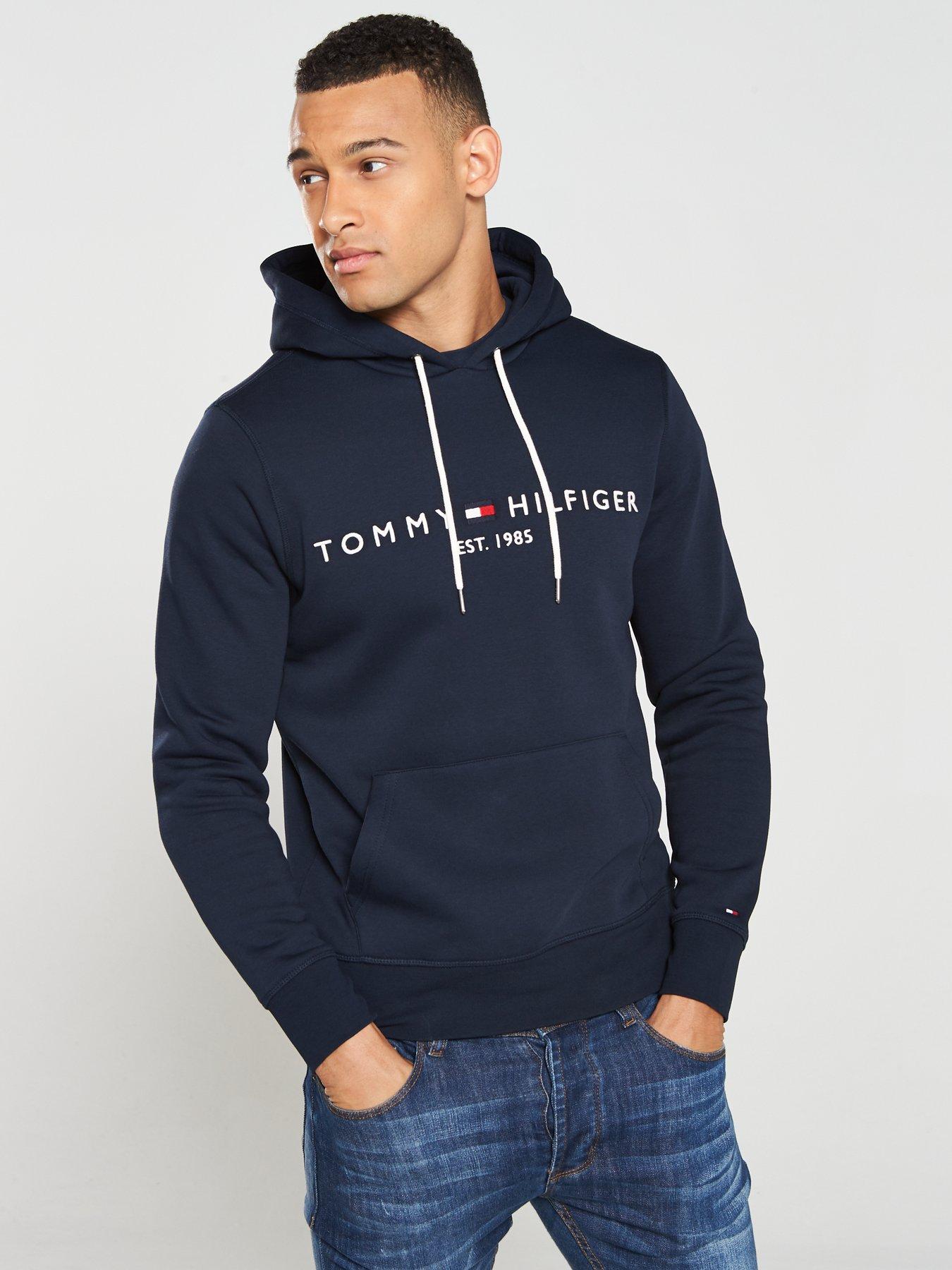 tommy hilfiger logo hoodie blue