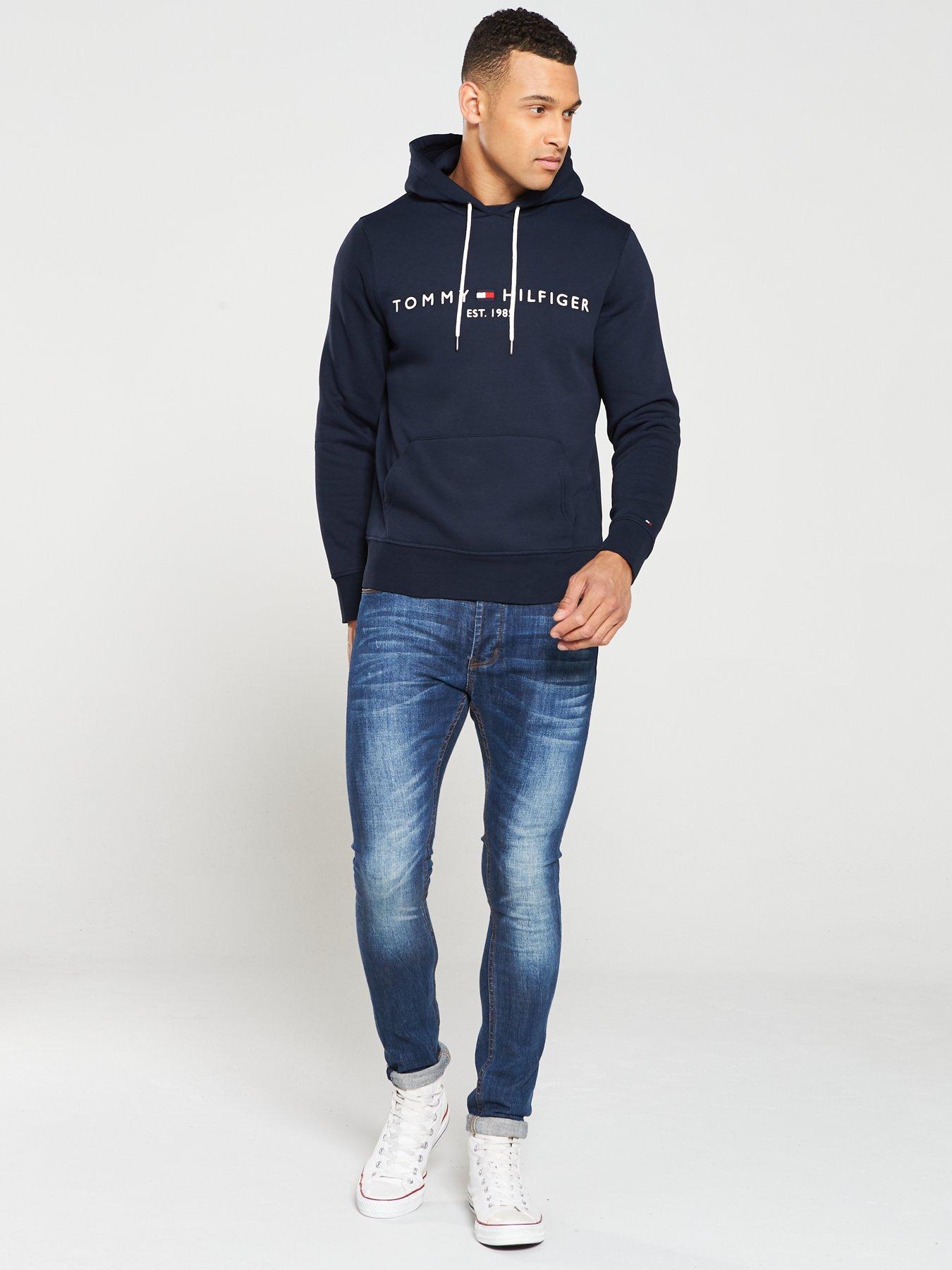 Blue clearance hilfiger hoodie