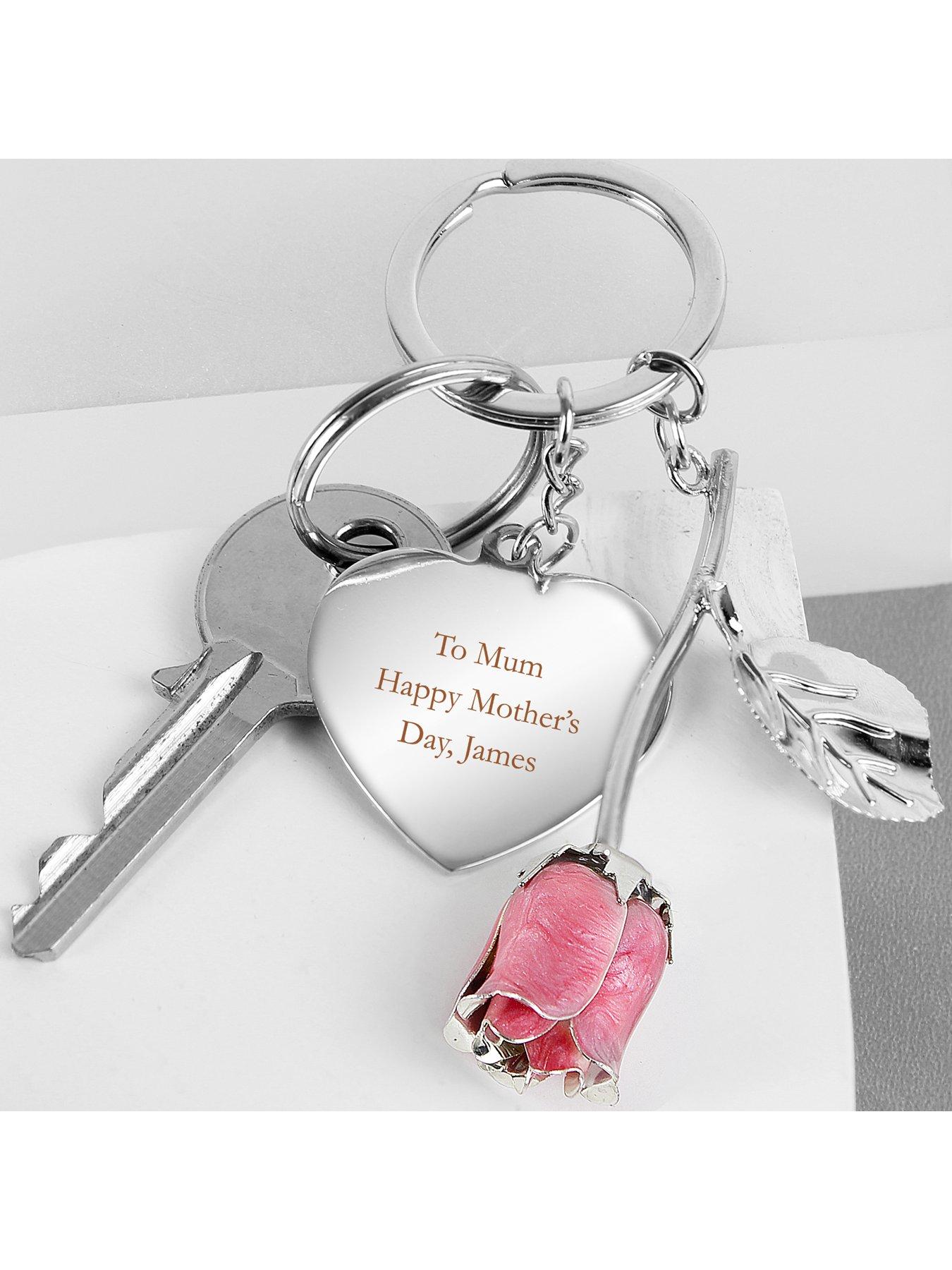Image 2 of 4 of The Personalised Memento Company Personalised Pink Rose Keyring