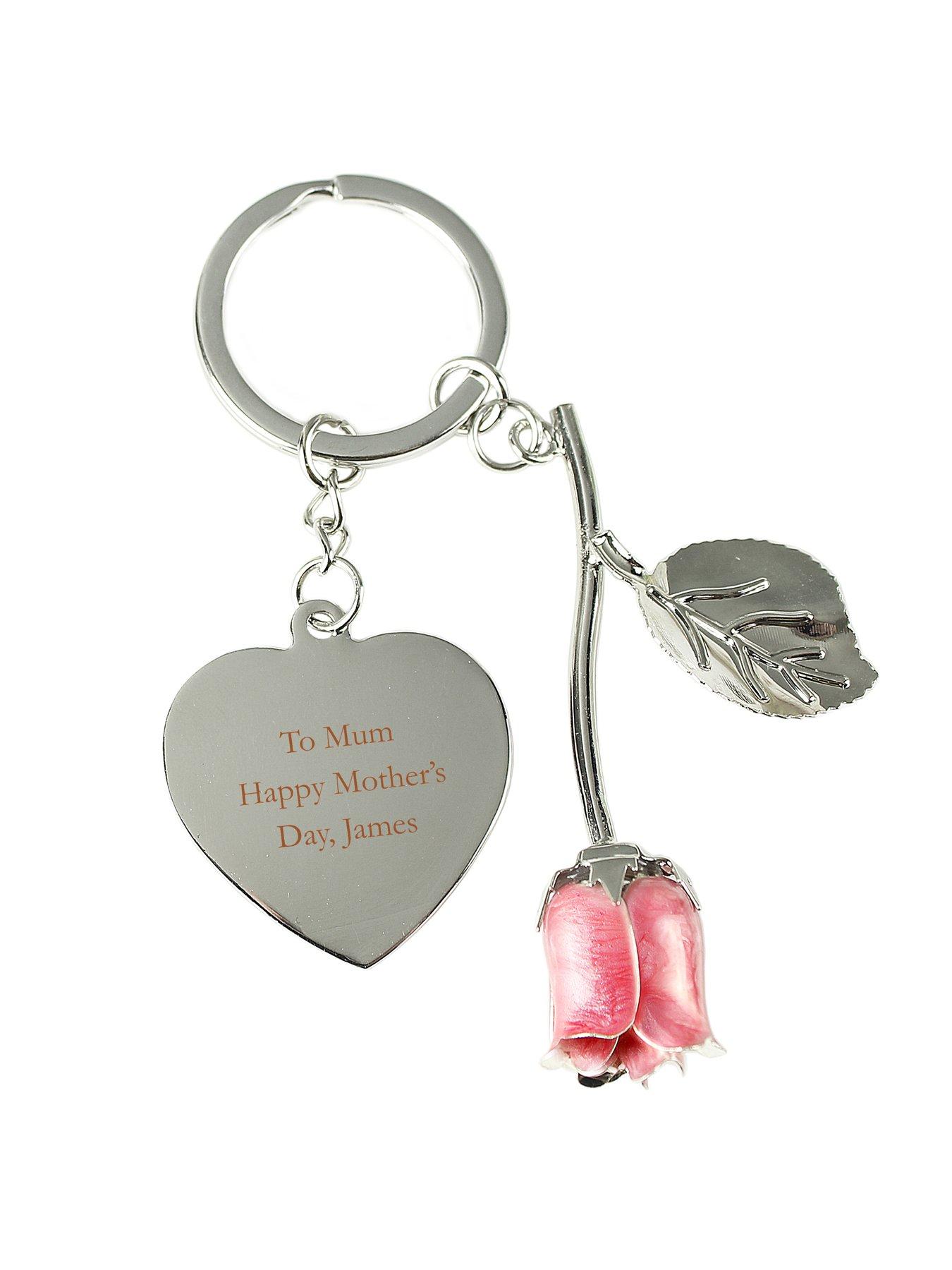 Image 4 of 4 of The Personalised Memento Company Personalised Pink Rose Keyring