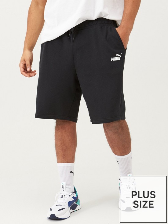 front image of puma-plus-size-mens-essentials-sweat-shorts-black