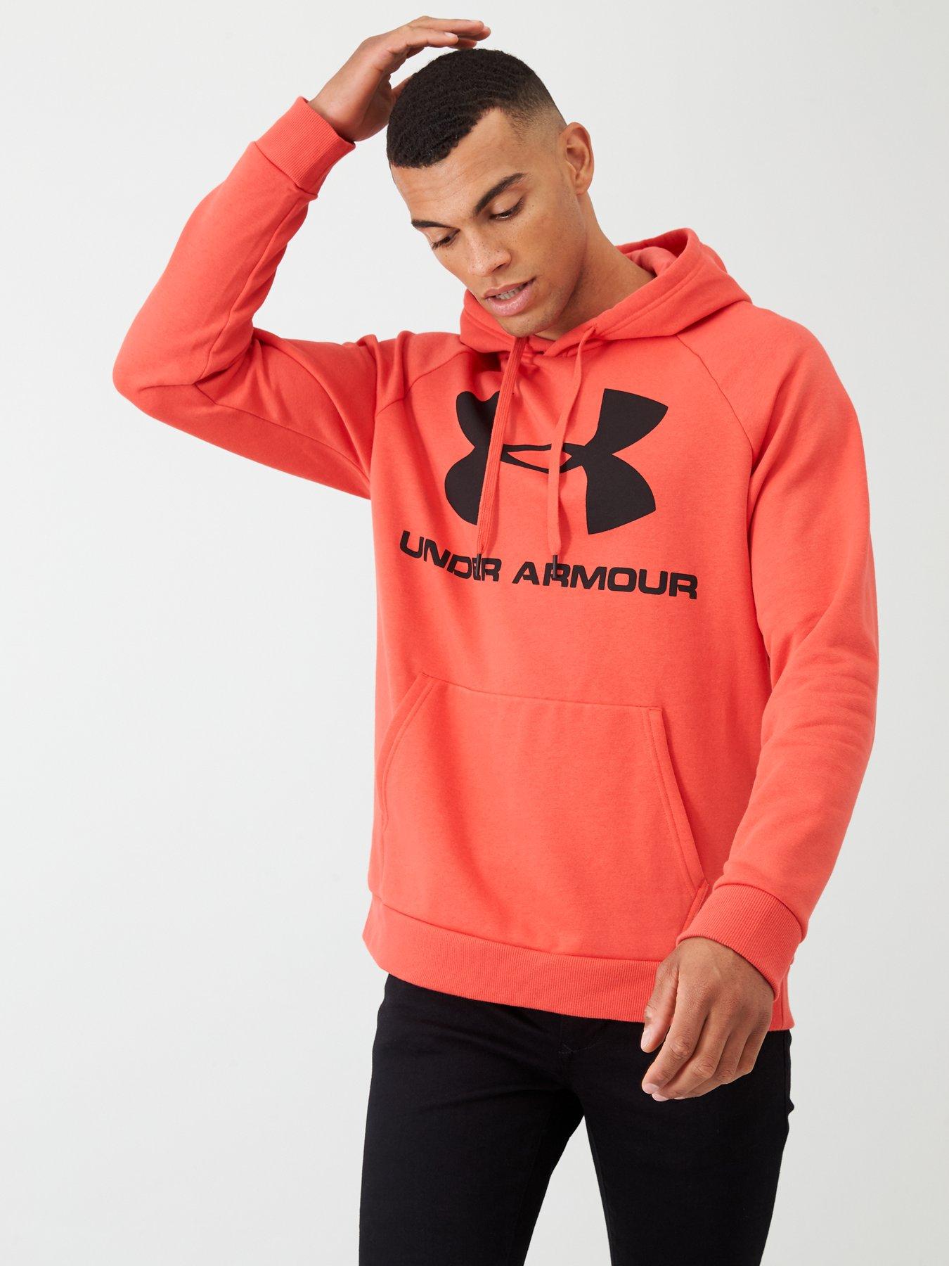 black under armour hoodie with red logo