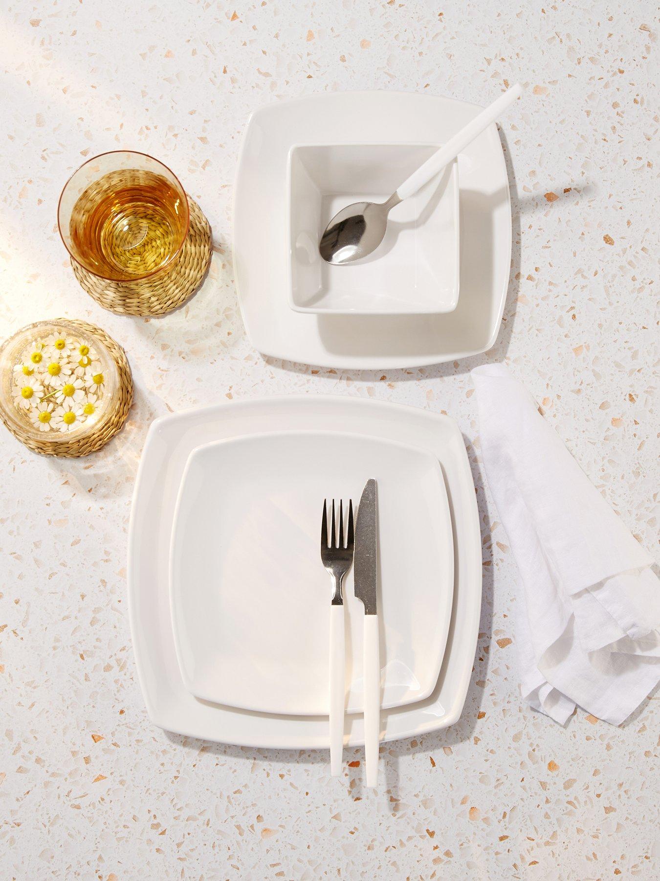Product photograph of Waterside 12-piece Square Melamine Dinner Set from very.co.uk