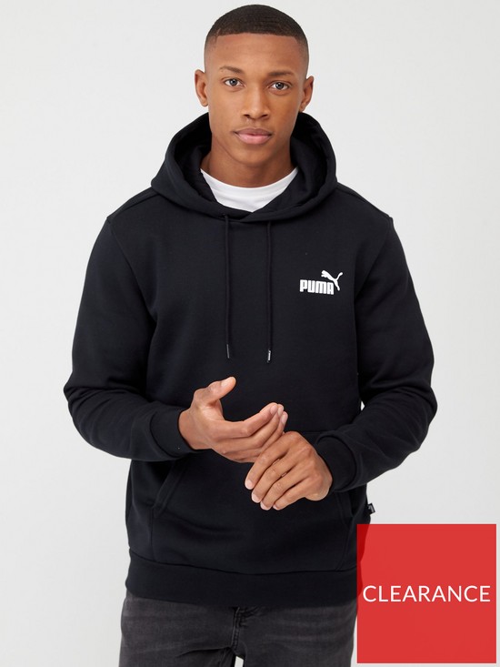 front image of puma-essentials-overhead-hoodie-black