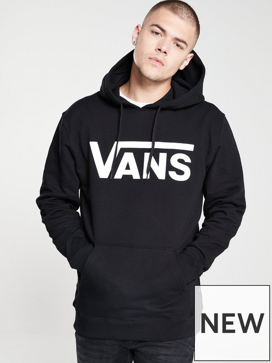 front image of vans-mens-classic-logo-hoodie-blackwhite