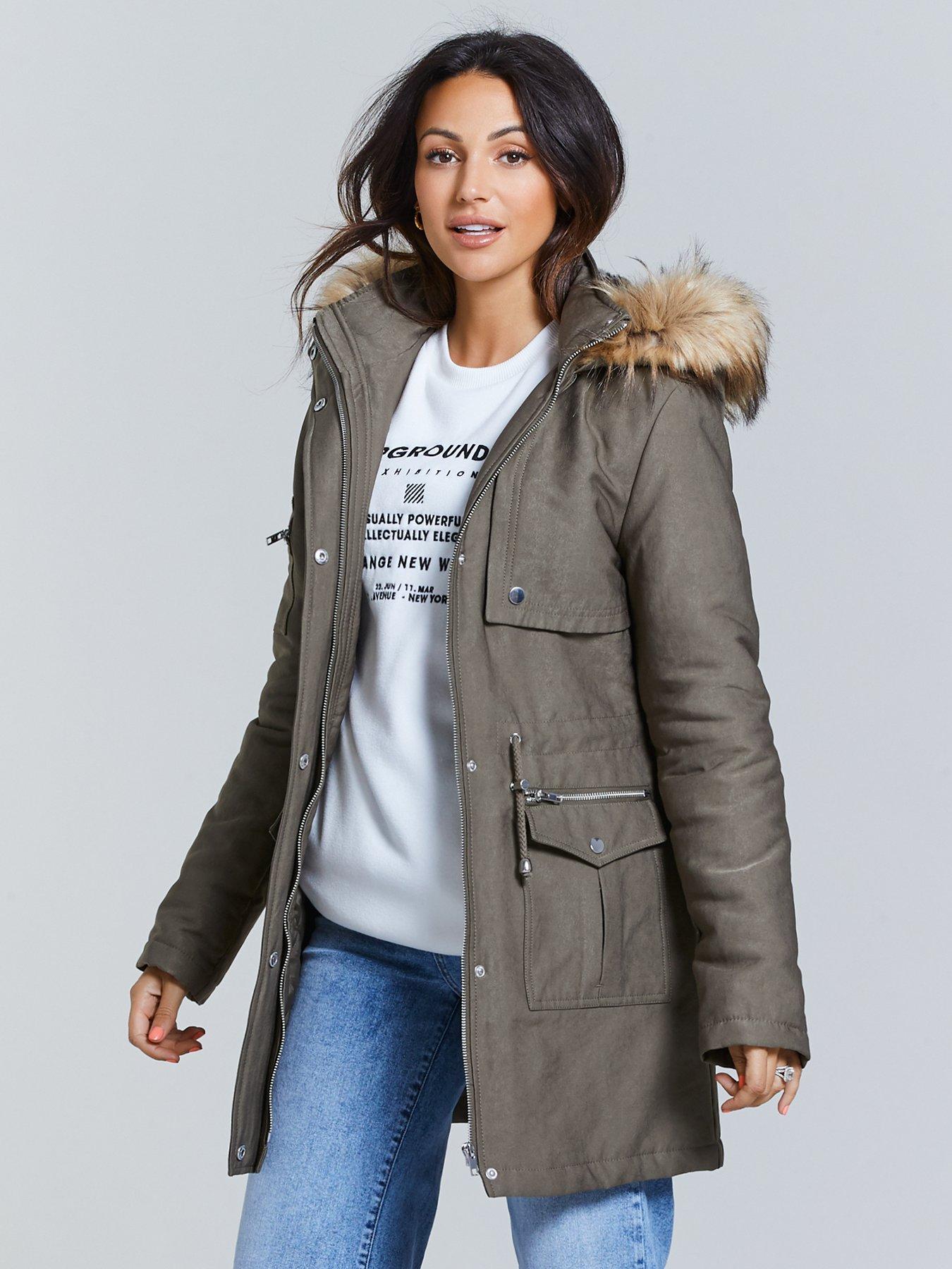 fur lined hooded parka ladies