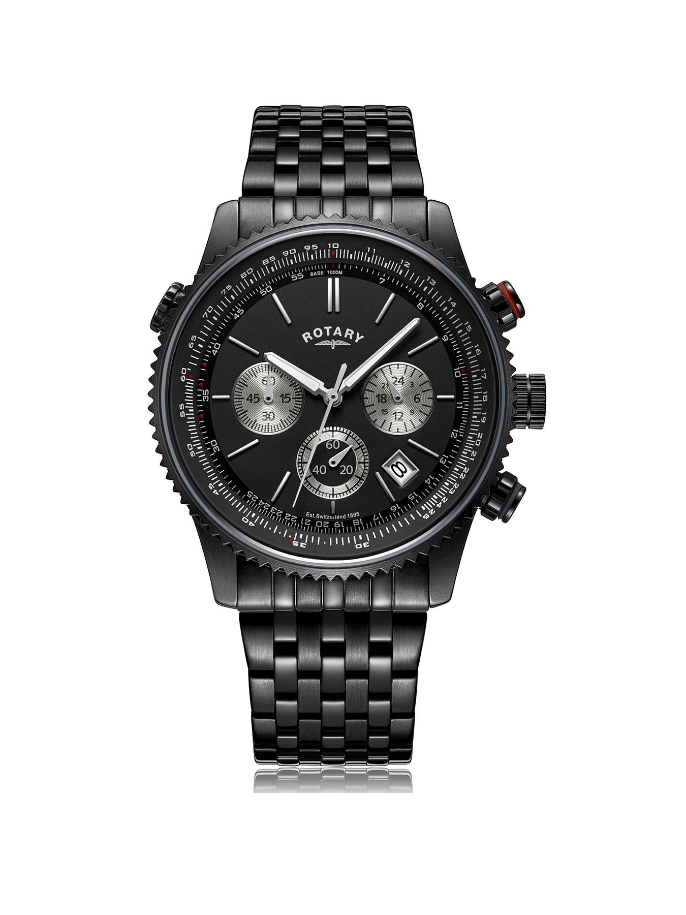 rotary men's sports stainless steel chronograph watch