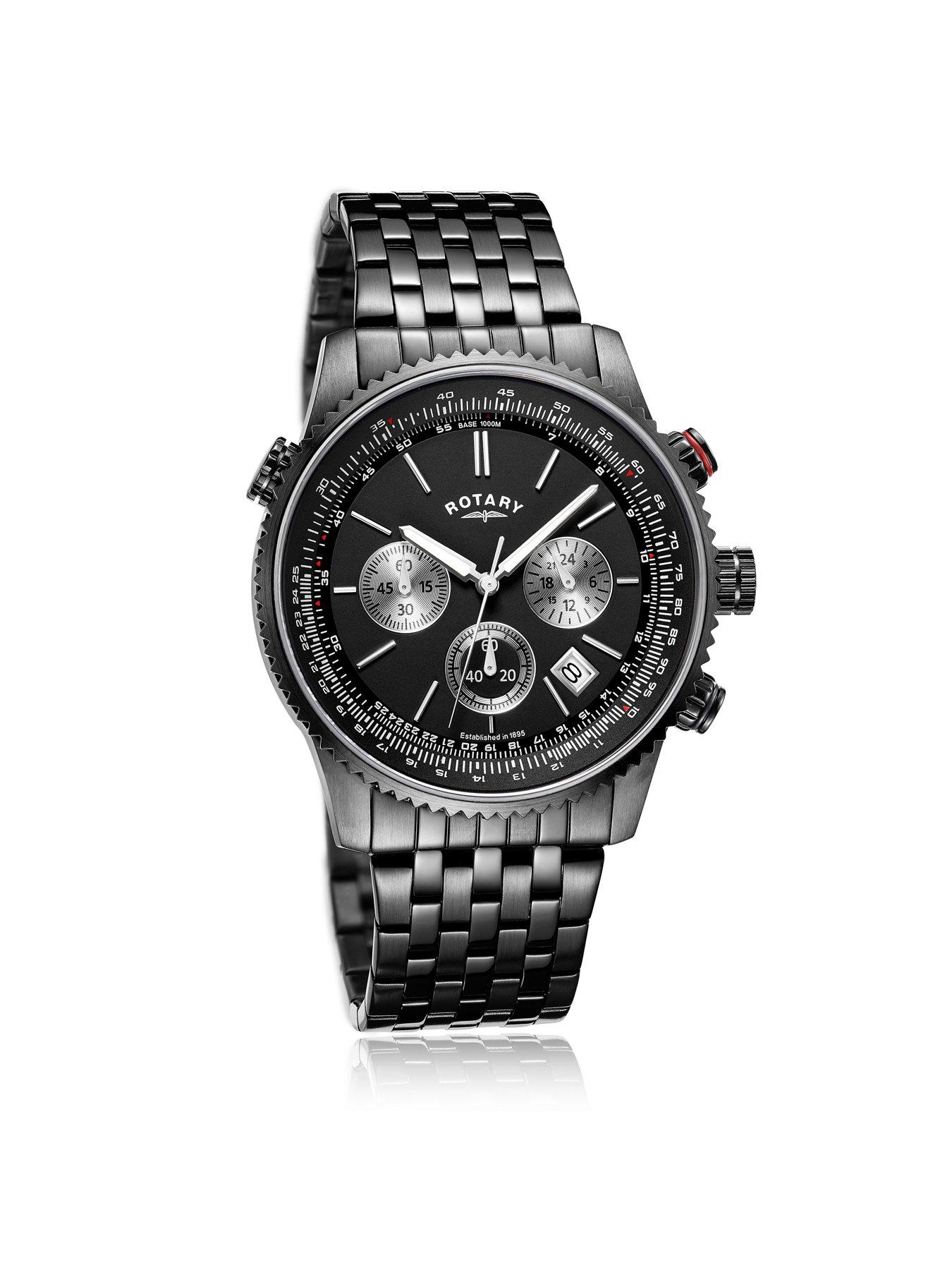 rotary men's sports stainless steel chronograph watch