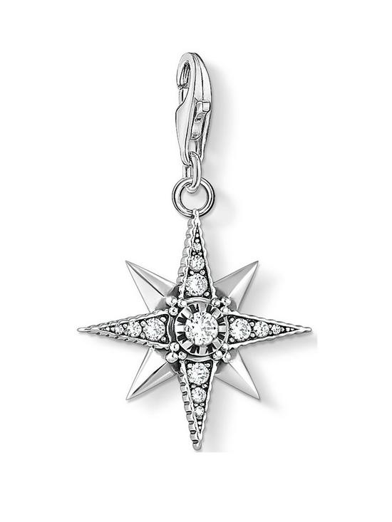 front image of thomas-sabo-sterling-silver-cubic-zirconia-star-charm