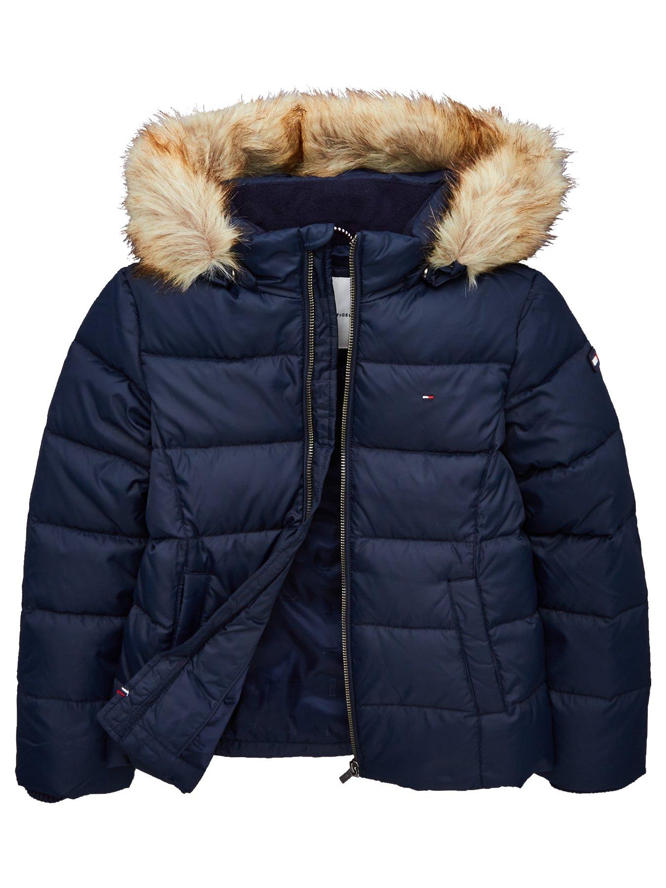 tommy hilfiger coat with fur hood