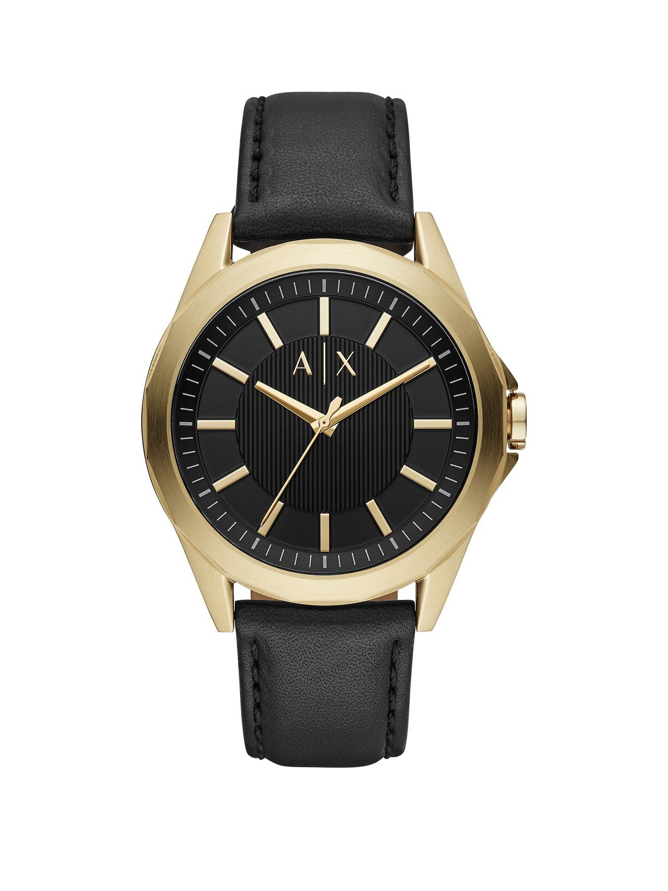 armani exchange watch black and gold