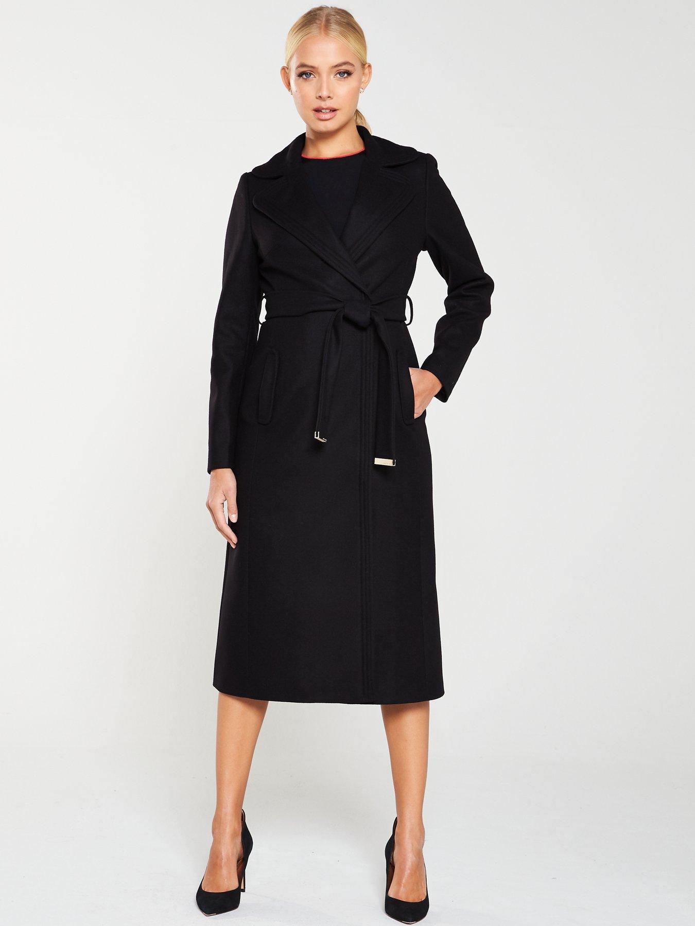 ted baker black wrap coat