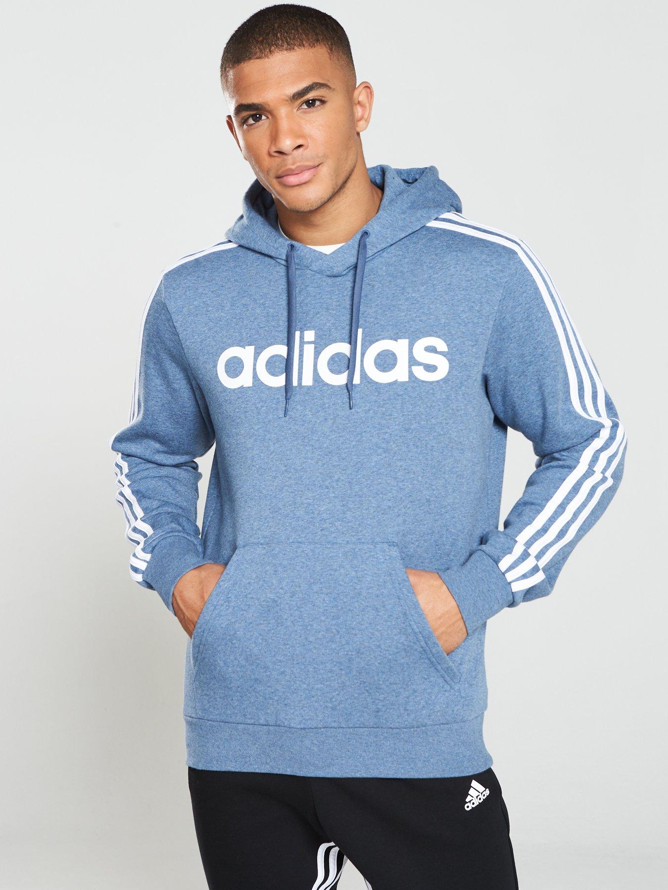 adidas 3 stripes hoodie blue