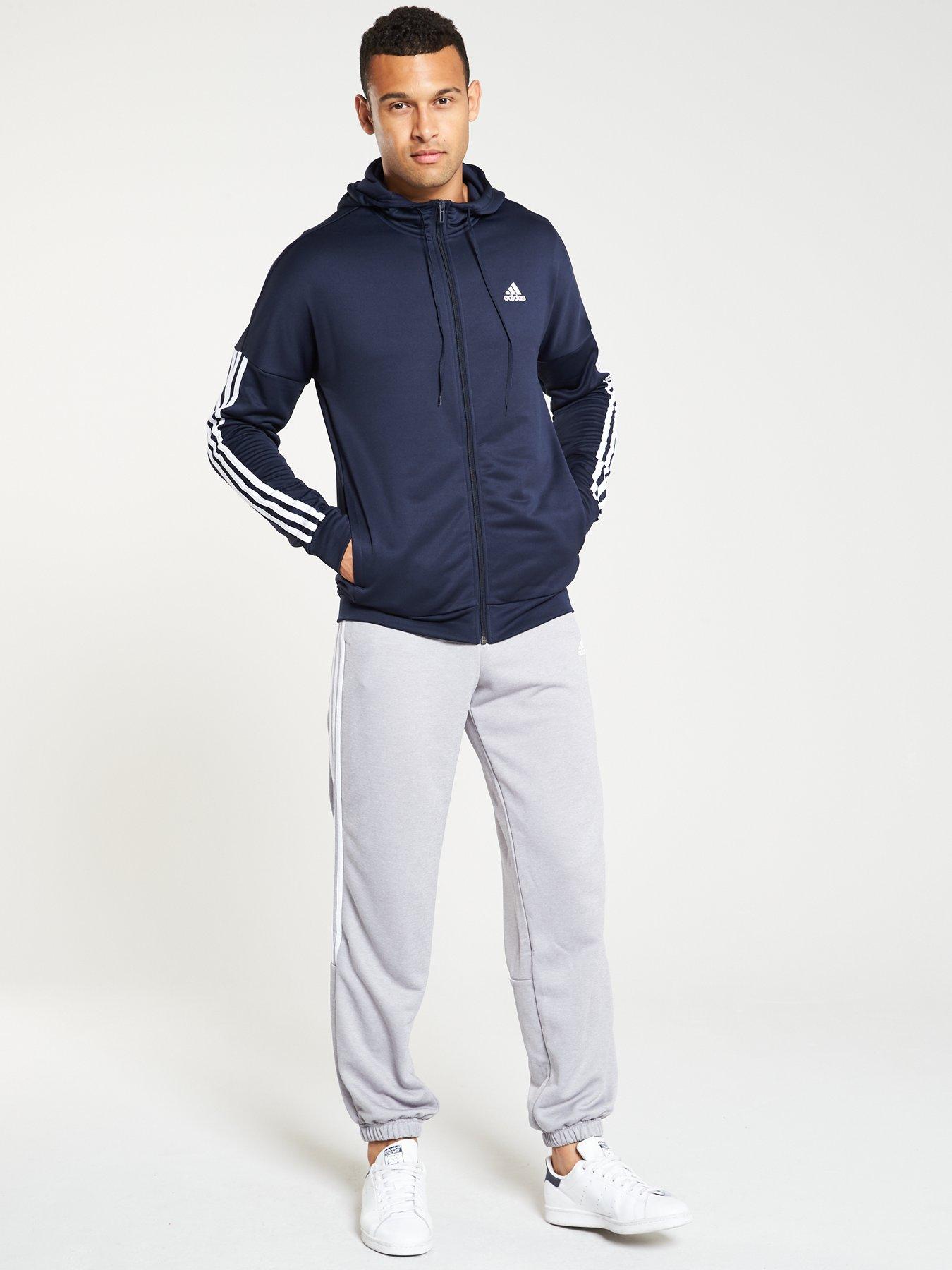 badge of sport 3 stripe hooded tracksuit