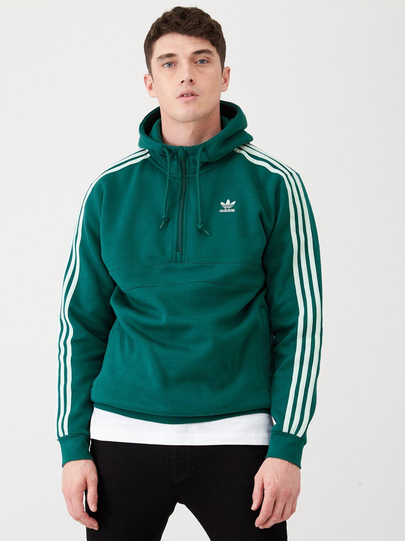 adidas striped half zip