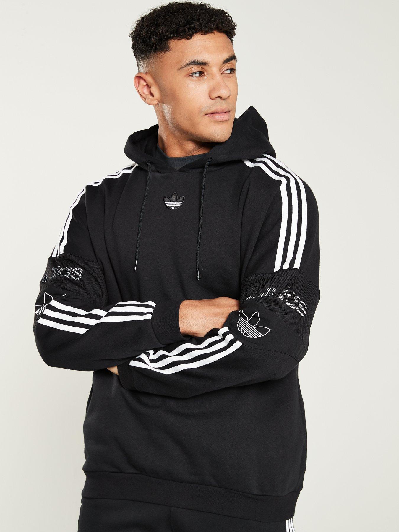 adidas trefoil hoodie men's black