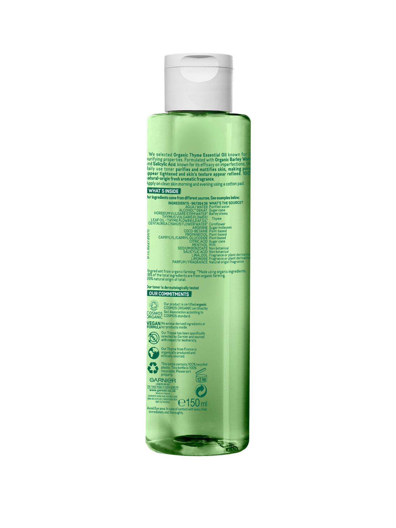 Garnier Organic Thyme Perfecting Toner , Vegan Friendly 150ml very