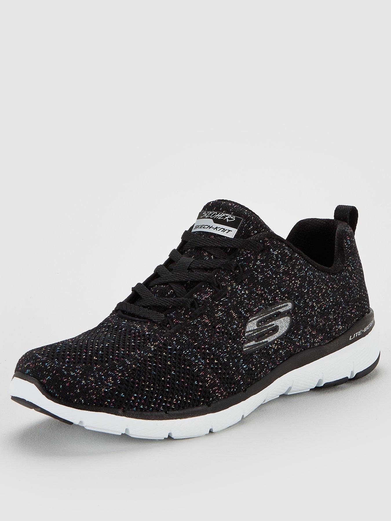 skechers flex appeal 3.0 metal works trainers - black