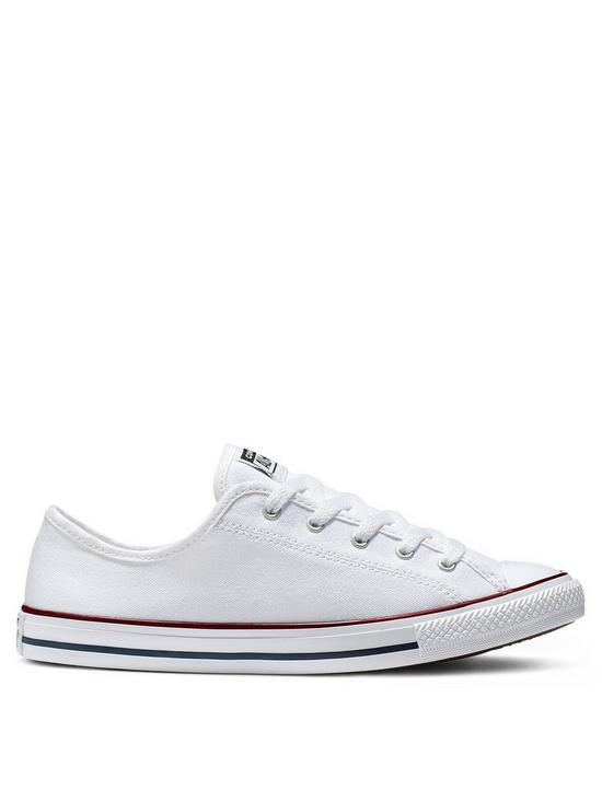 front image of converse-womens-dainty-ox-trainers-white-multi