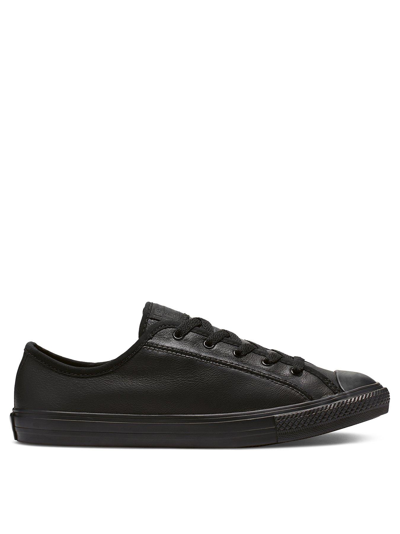 Converse Chuck Taylor All Star Leather Dainty Ox Plimsolls - Black |  very.co.uk