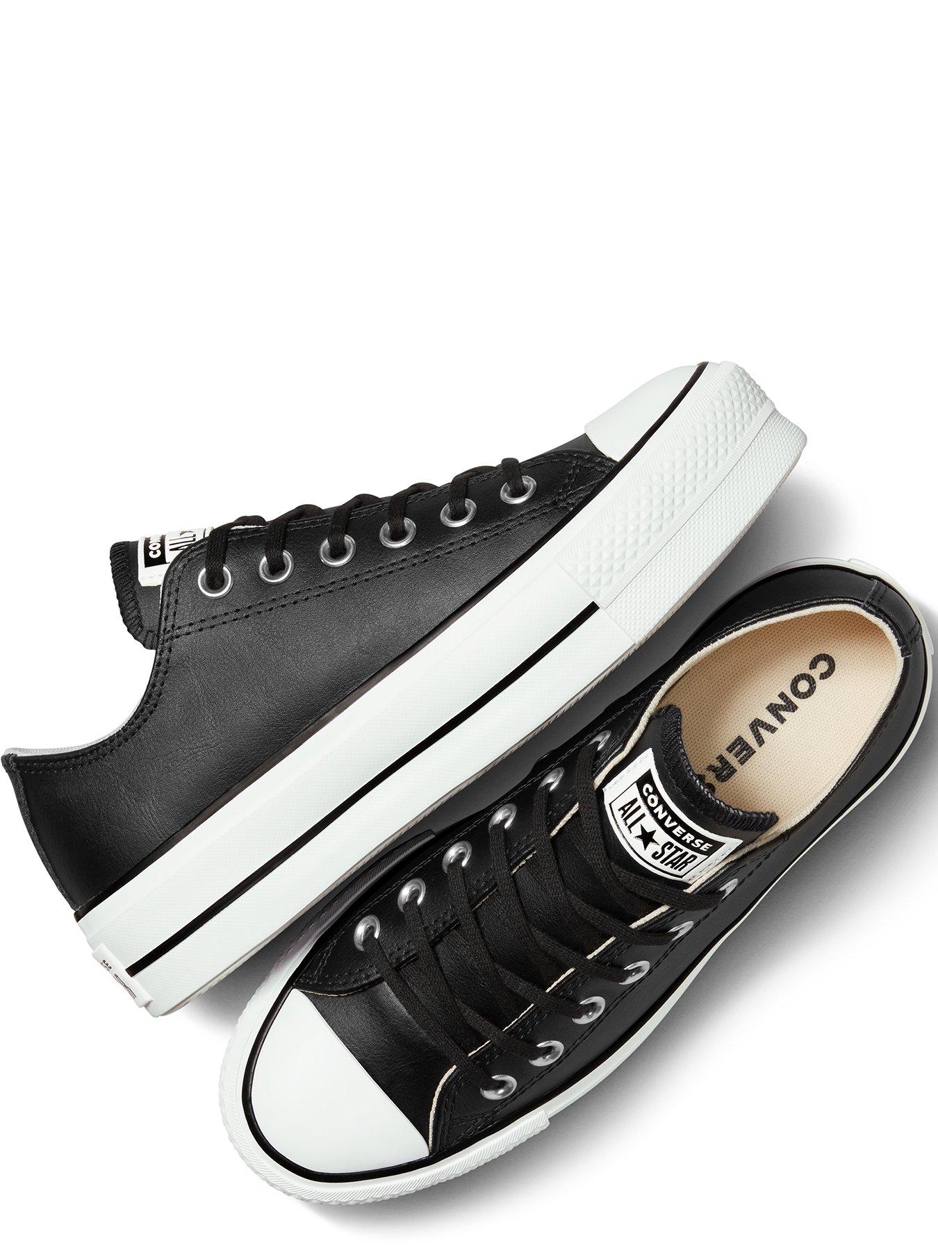 Black leather converse very best sale