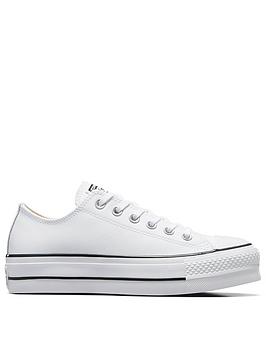 Converse Womens Leather Lift Ox Trainers - White/Black