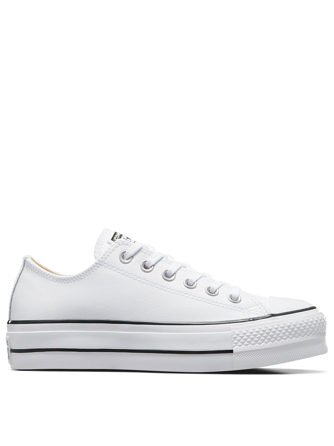 Converse Womens Leather Lift Ox Trainers - White/Black