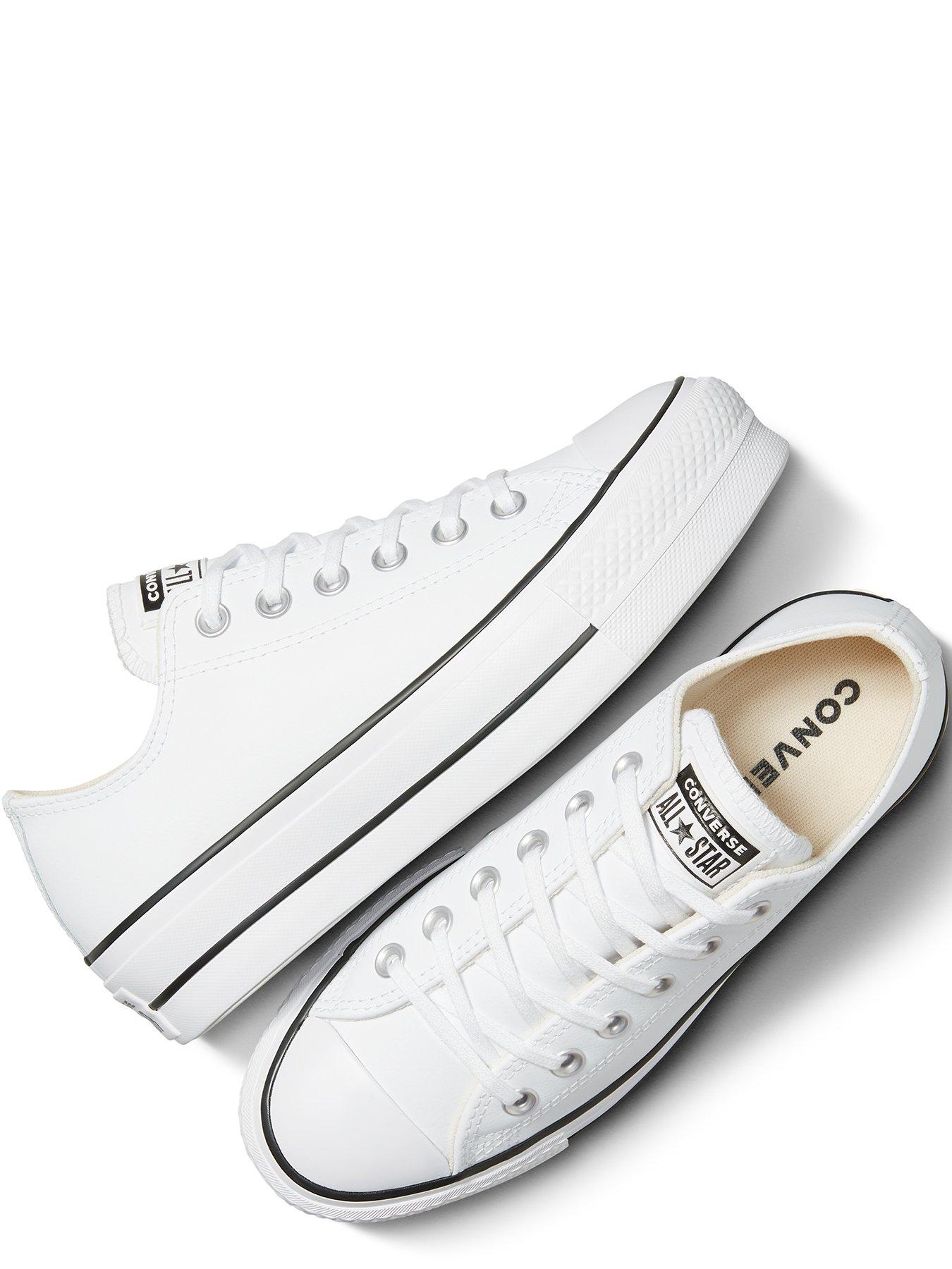 Womens Leather Lift Ox Trainers White Black