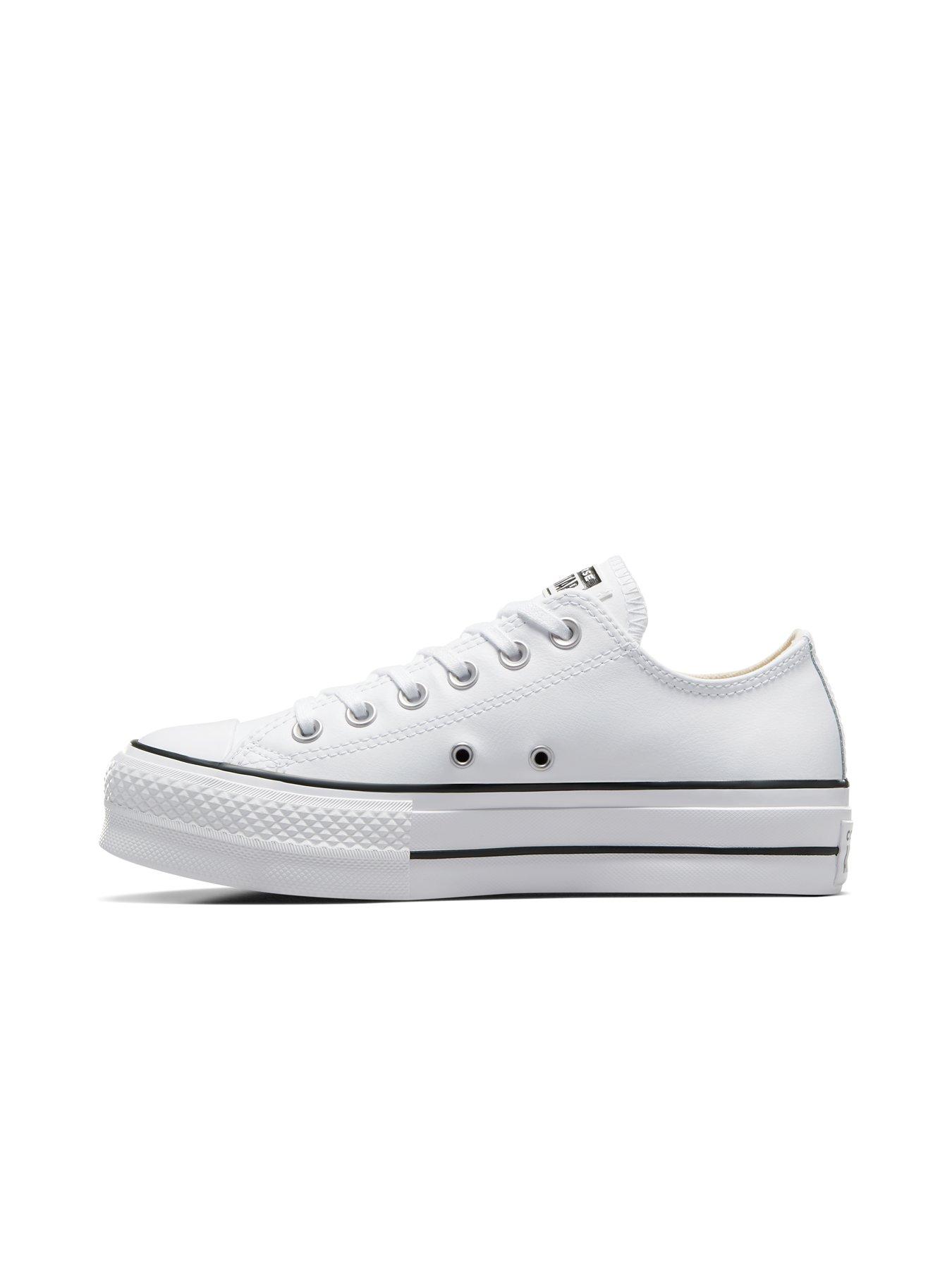 Converse Womens Leather Lift Ox Trainers White Black Very