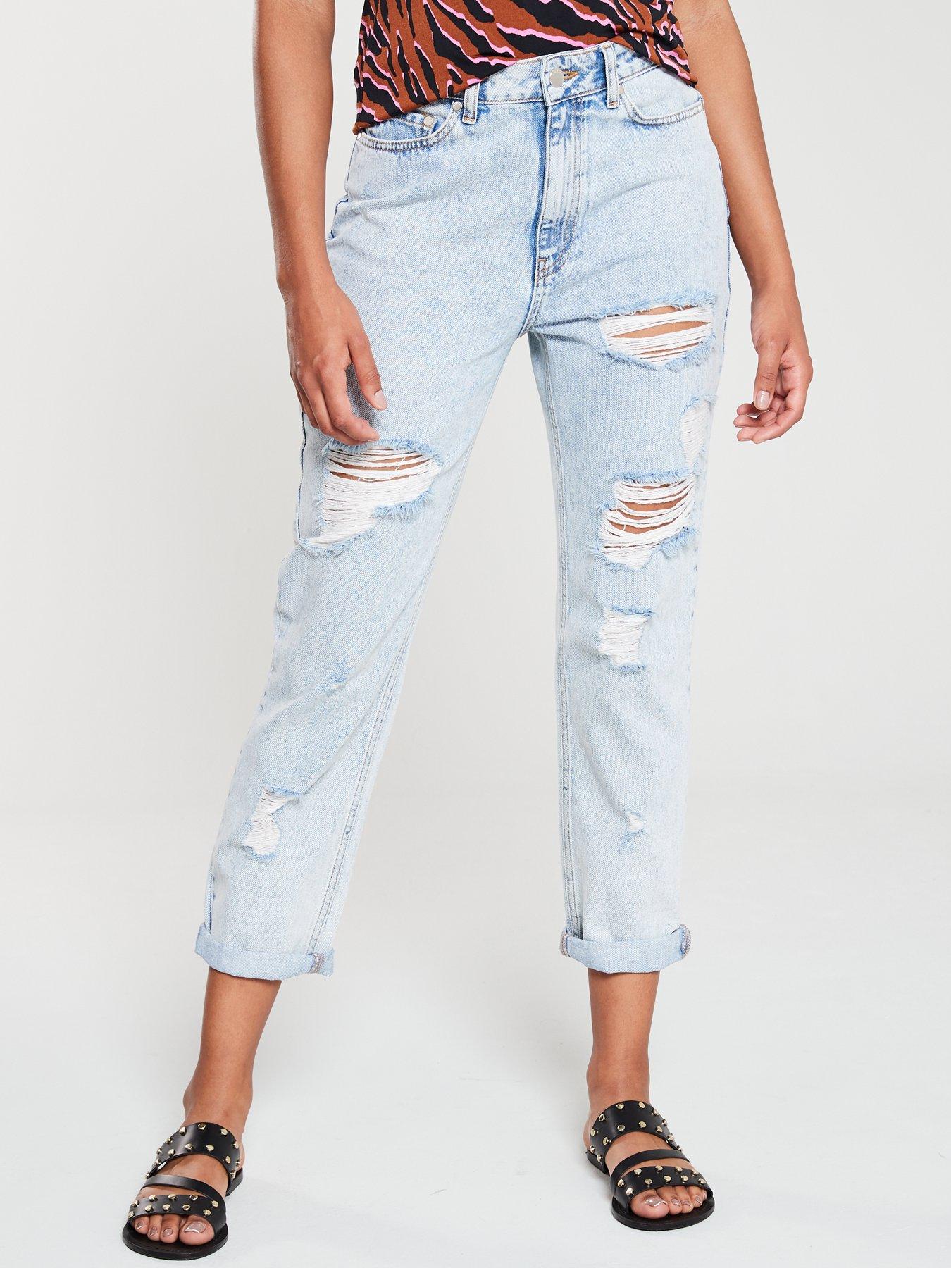 very distressed mom jeans