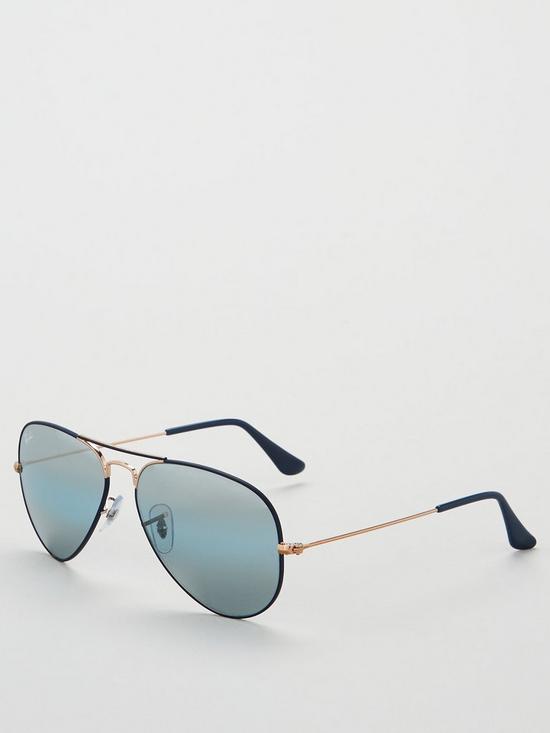 stillFront image of ray-ban-aviator-sunglasses-copper-on-matte-dark-blue