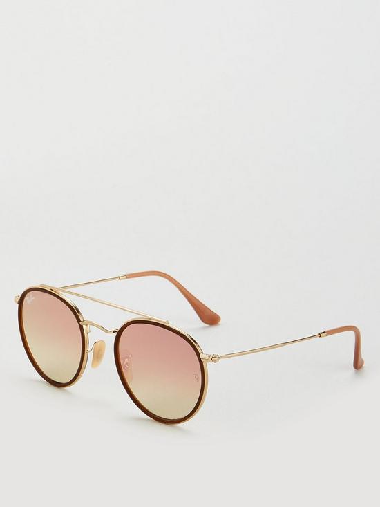 front image of ray-ban-round-sunglasses-gold