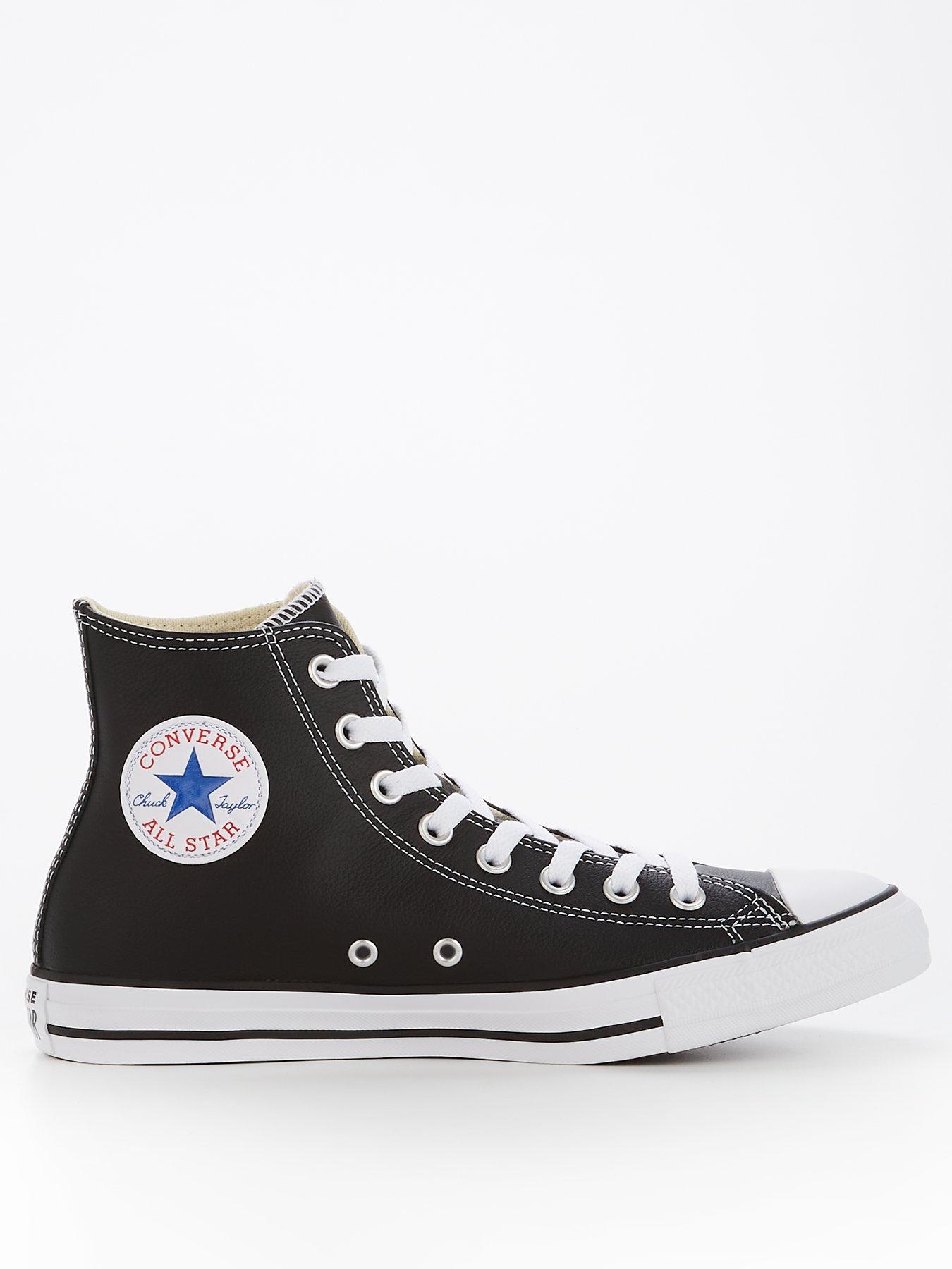 Converse Mens Leather Hi Top Trainers Black Very