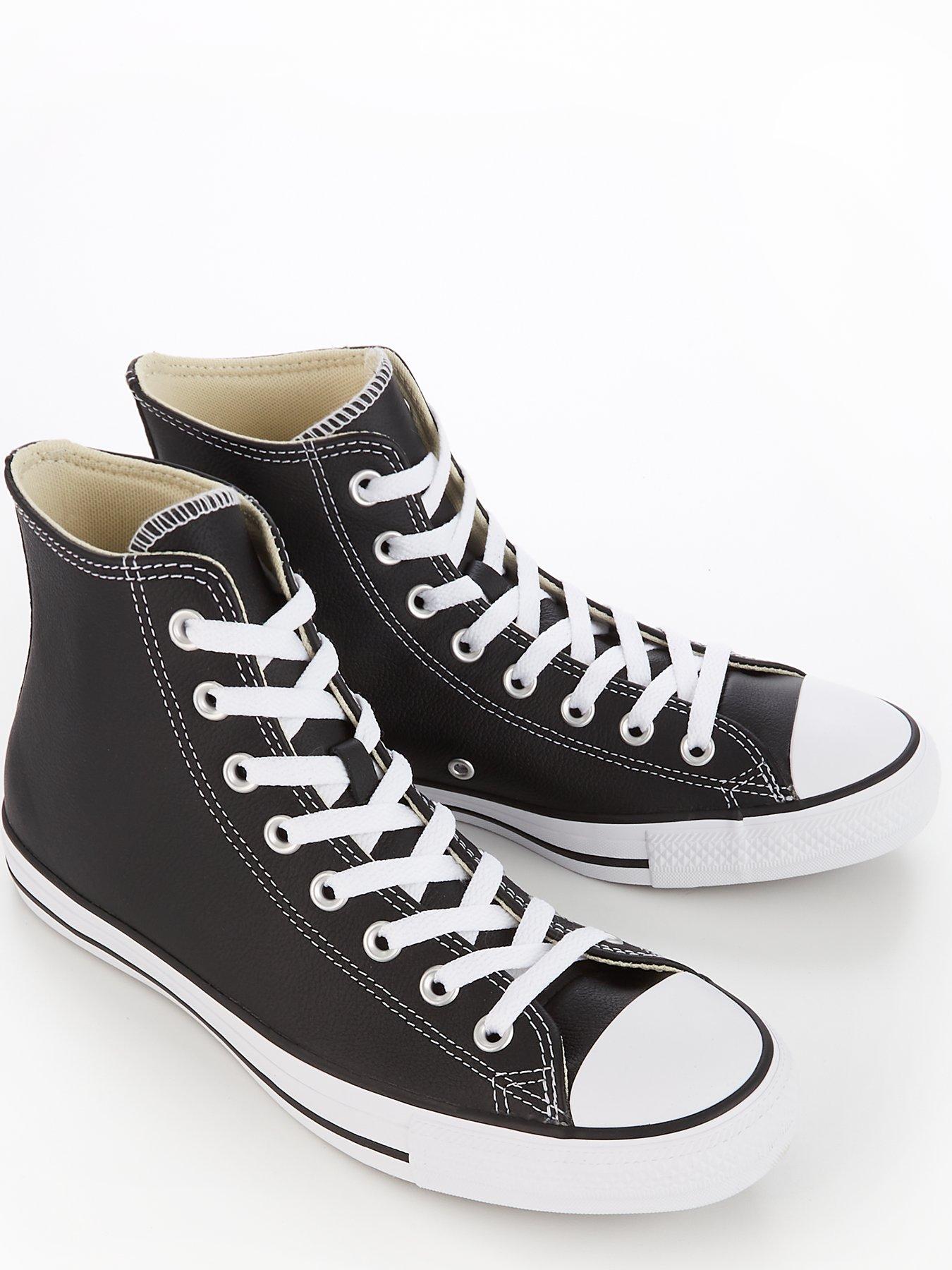 Converse Chuck Taylor All Star Leather Hi - Black | very.co.uk