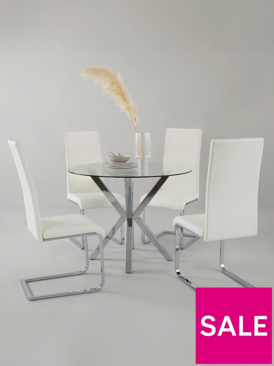 front image of very-home-chopstick-100-cm-round-glass-dining-table-4-chairs